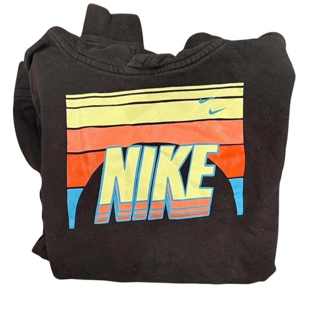 Nike Black Sweatshirt with Multicolor Stripes Youth XL Hoodie orange blue